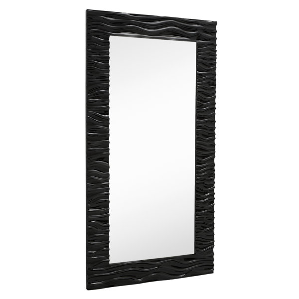 Majestic Mirror Large Stylish Rectangular Glossy White Lacquer Wavy